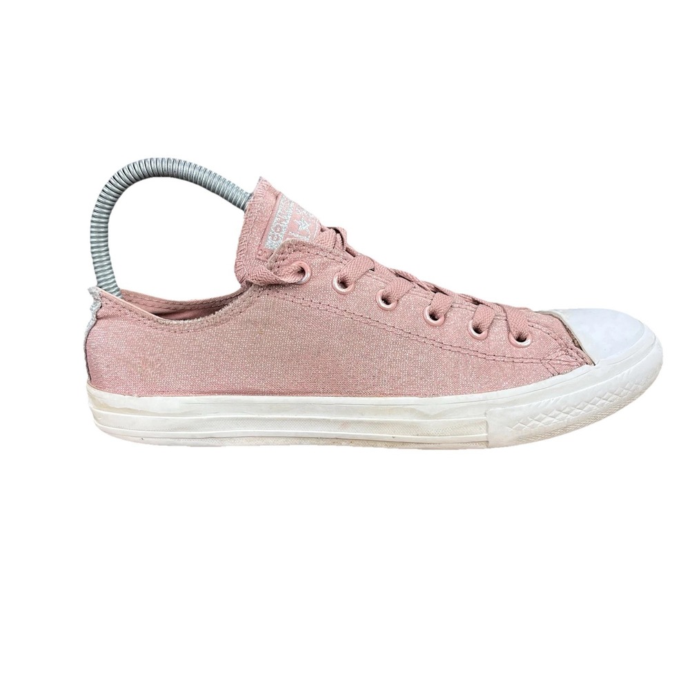 Converse Chuck Taylor All Star Junior Low Top Sneakers Pink Glitter Size 5